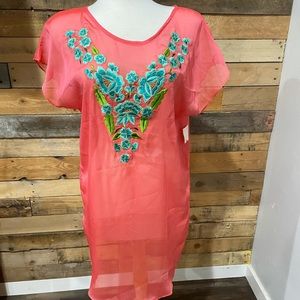 Floral Embroidered Peach Coverup